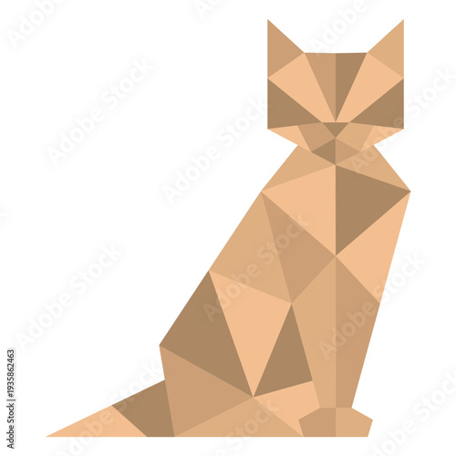 Simple sitting polygonal color cat
