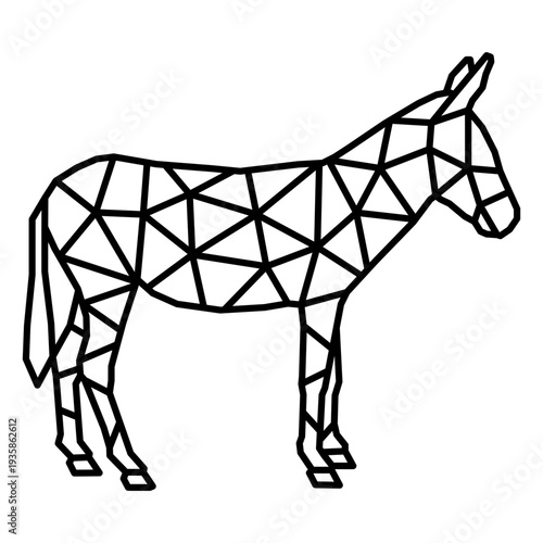 Polygonal stroke standing donkey