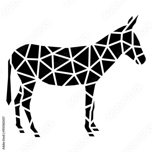 Polygonal cut out donkey profile