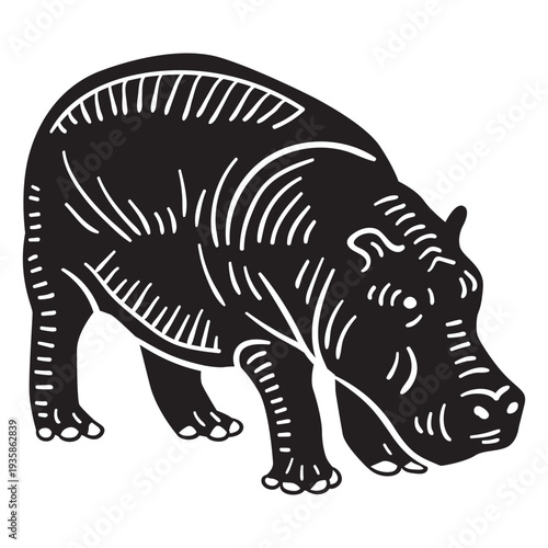 Hand drawn side hippo