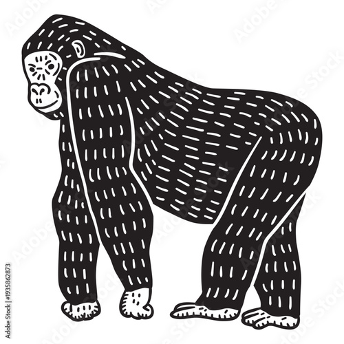 Walking hand drawn gorilla