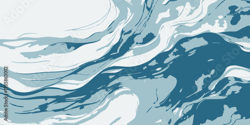 Vector abstract artistic representation of flowing water and waves, creating a sense of movement and depth. Capturing the serenity and dynamic force of nature, this artwork. 