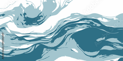 Vector abstract depiction of swirling water, waves in motion, conveying a sense of fluidity and the raw power of nature. capturing the essence of the ocean's dynamic movement.