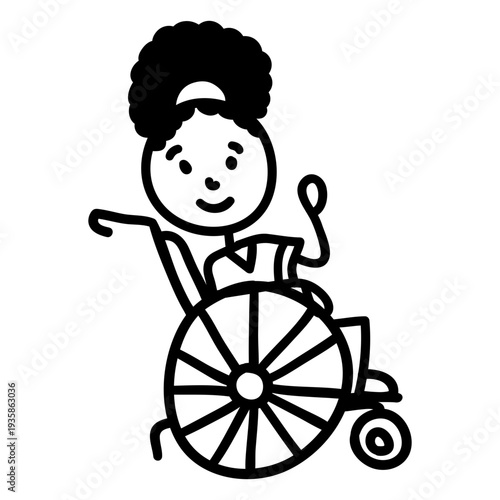 Doodle waving woman in wheelchair