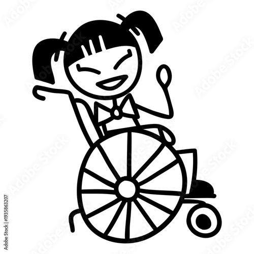 Asian woman in wheelchair doodle