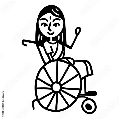 Indian girl in wheelchair doodle