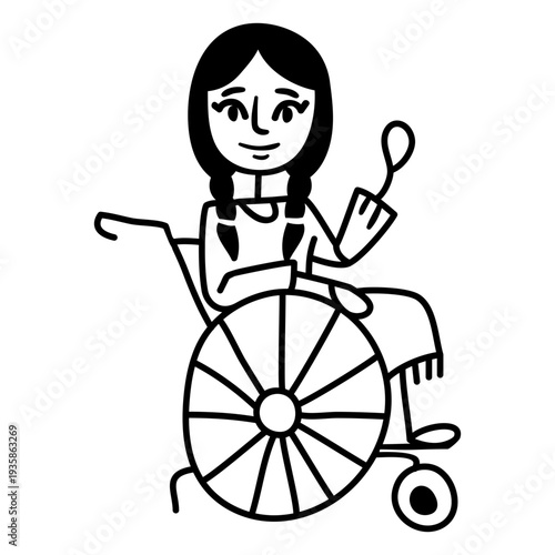 Native american girl in wheelchair doodle