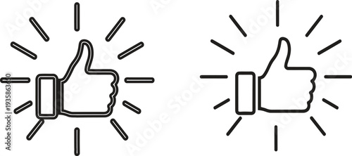 Two thumbs up icons with radiating lines