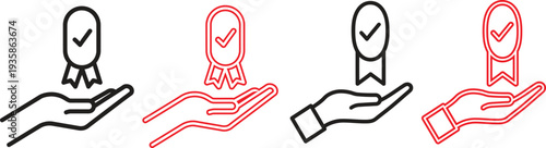 Four illustrations of hands holding rockets with check marks