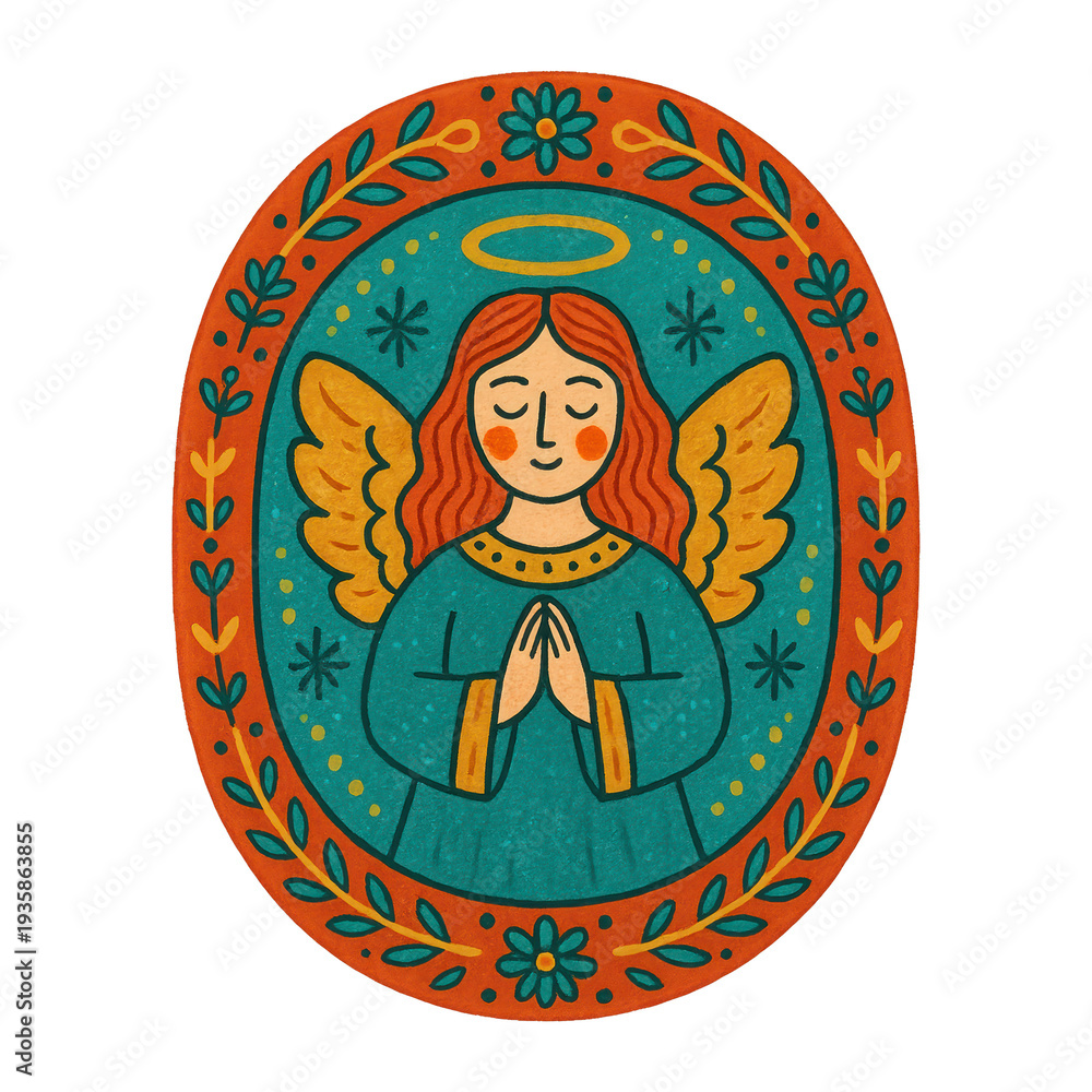 Obraz premium PNG Whimsical angel illustration with halo.
