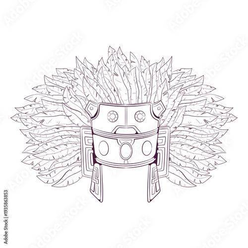 Aztec headdress hand-drawn