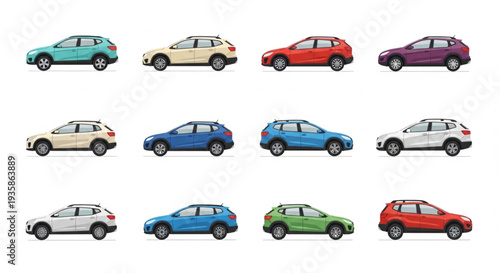 Collection of diverse car models in various colors.