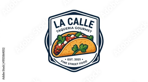 Gourmet street food taco taqueria logo emblem