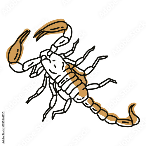 Color stroke semi colored scorpion