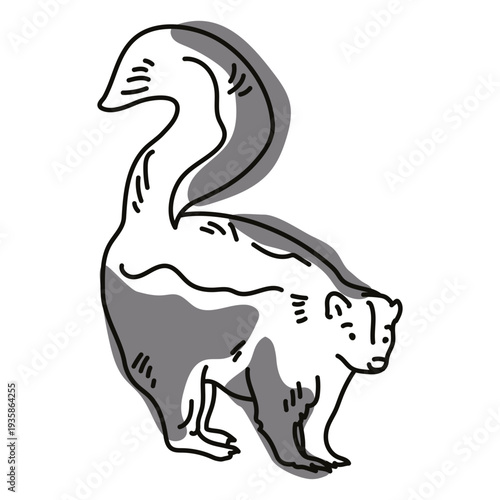 Color stroke semi colored skunk
