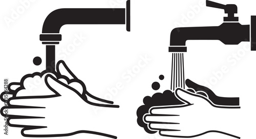 Washing hands under tap icon