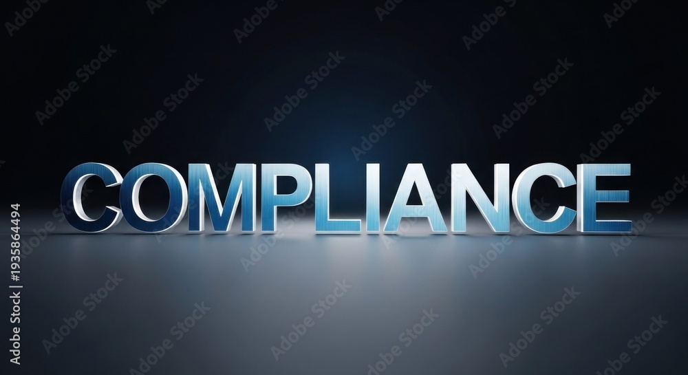custom made wallpaper toronto digitalShiny 3D text "COMPLIANCE" illuminated with soft blue light
