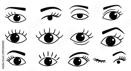 Collection of Diverse Eye Illustrations.