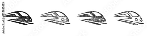 Sketch high speed train icon design set