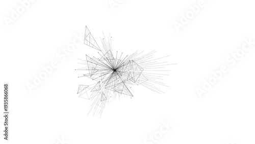 Abstract Black Network Plexus Illustration with Geometric Lines and Vertices Isolated on White Background