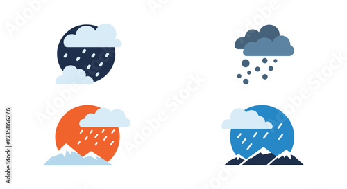 Snowstorm Line art vector set dynamic creative style illustration