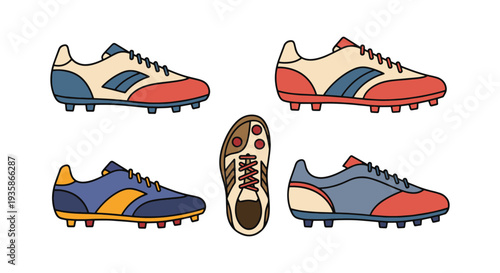 Soccer Shoes Line art vector minimal color concept