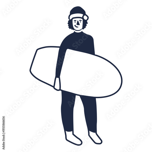 Christmas surfer filled stroke character