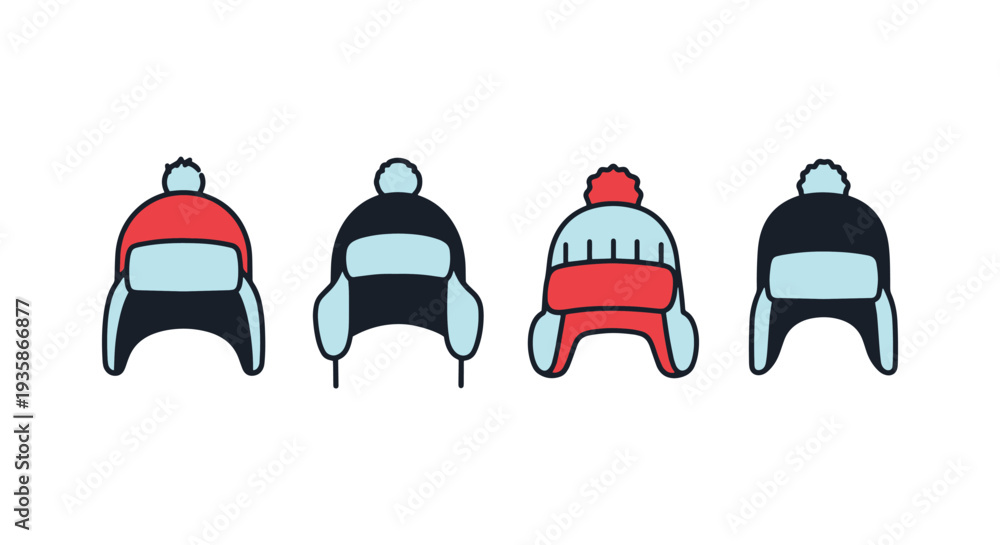 Fototapeta premium Snow Hat Line art vector set minimal abstract color illustration