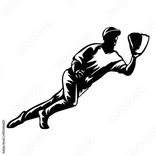 Baseball catcher jumping high contrast