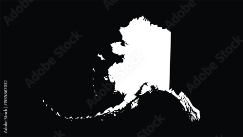 Alaska Map Silhouette Against Dark Background