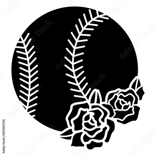 Baseball ball with roses cut out