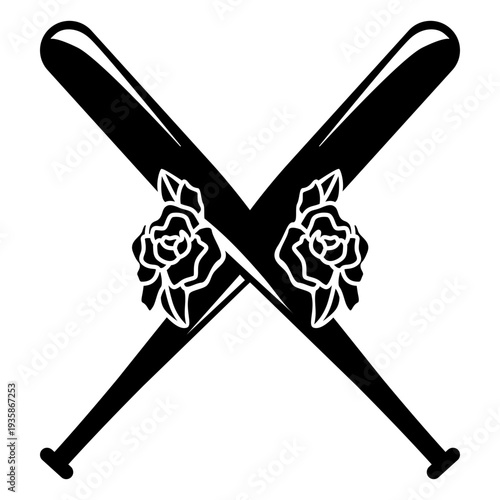 Baseball bats with roses cut out