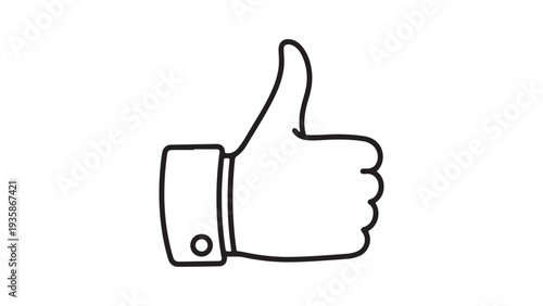 Hand Drawn Black Line Thumbs Up Icon Vector Approval Like Symbol Minimalist Design