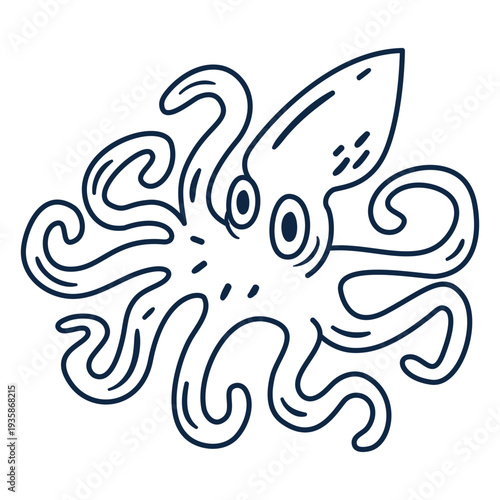 Cartoon squid stroke