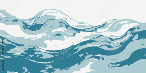 Vector Abstract oceanic design, fluid movements, evoking tranquility, harmony and the raw power of the ocean. 