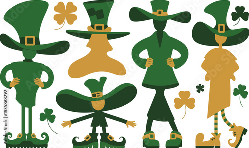 St patricks day leprechaun characters in modern flat vector styleSt patricks day leprechaun characters in modern flat vector style