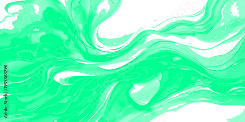 Vector Vibrant teal and white swirls of fluid paint, creating a mesmerizing abstract display. 