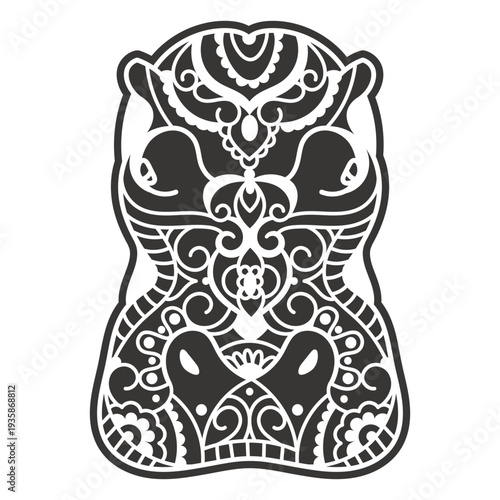 Hippopotamus mandala design
