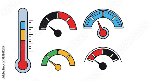 Thermometer Gauge Line art creative modern color illustration