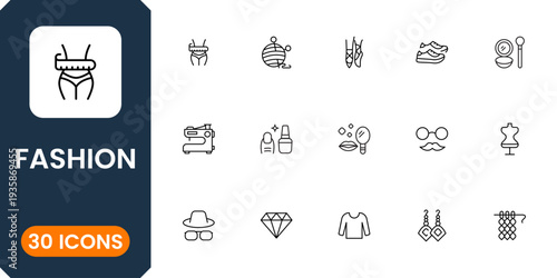 Professional fashion and clothing icon pack featuring accessories, boutique shop and modern style symbols