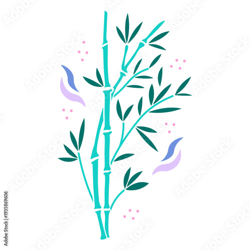 Bamboo and leaves semi flat