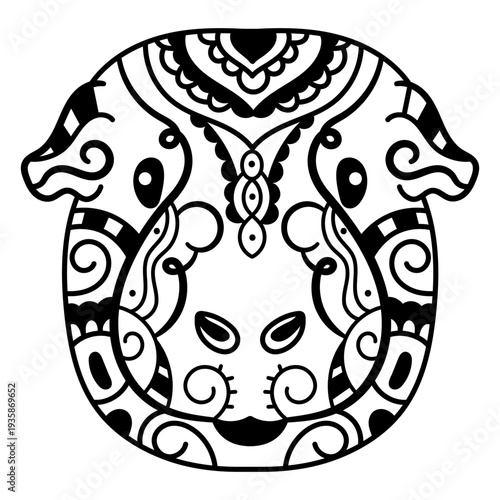 Hippo head mandala style