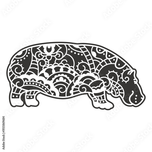 Black hippo mandala