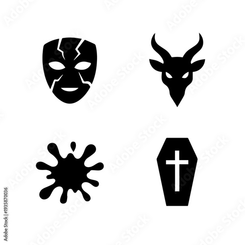 ghost, stairs, door, skull, danger, spooky icons, horror vector, halloween design, gothic art, scary symbols —