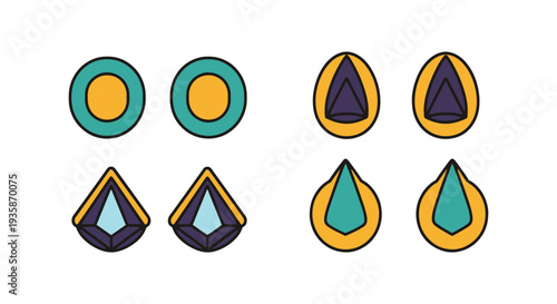 Stud Earrings Line art vector colorful modern