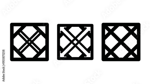 Abstract Geometric Pattern Icons with Modern Decorative Squares for Creative Design and Background Elements