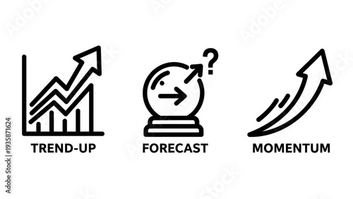 Business Growth Trends, Market Forecast, and Financial Momentum Modern Line Icons Set