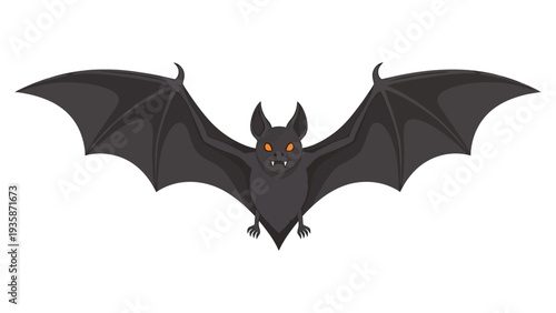 Flying Bat Silhouette With Spread Wings Halloween Clipart Illustration