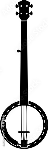 Banjo Silhouette Clean Minimal Flat Vector Black
