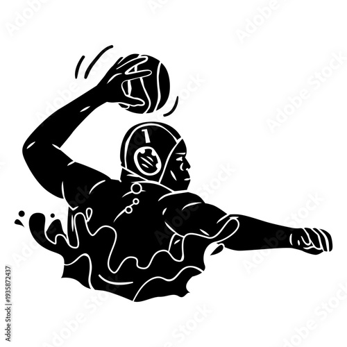 Left handed waterpolo player cut out